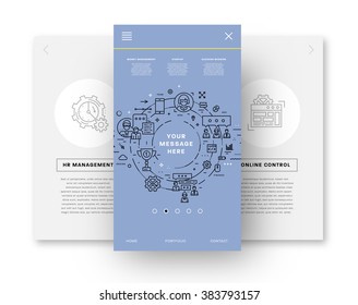 Flat Style, Thin Line Art Design. Set of application development, web site coding, information and mobile technologies vector icons and elements for landing page. Modern concept vectors collection.