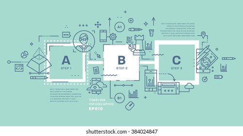 Flat Style, Thin Line Art Design. Set of application development, web site coding, information and mobile technologies vector icons and elements for landing page. Modern concept vectors collection.