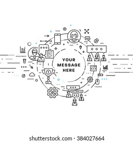 Flat Style, Thin Line Art Design. Set of application development, web site coding, information and mobile technologies vector icons and elements for landing page. Modern concept vectors collection.