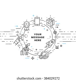 Estilo Plano, Diseño De Arte De Línea Delgada. Conjunto de elementos e iconos vectoriales de desarrollo de aplicaciones, codificación de sitios web, información y tecnologías móviles para la página de inicio. Colección moderna de vectores conceptuales.
