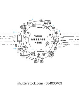 Estilo Plano, Diseño De Arte De Línea Delgada. Conjunto de elementos e iconos vectoriales de desarrollo de aplicaciones, codificación de sitios web, información y tecnologías móviles para la página de inicio. Colección moderna de vectores conceptuales.