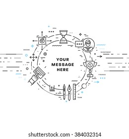 Flat Style, Thin Line Art Design. Set of application development, web site coding, information and mobile technologies vector icons and elements for landing page. Modern concept vectors collection.