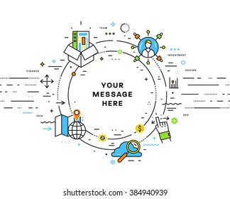 Estilo Plano, Diseño De Arte De Línea Delgada. Conjunto de elementos e iconos vectoriales de desarrollo de aplicaciones, codificación de sitios web, información y tecnologías móviles para la página de inicio. Colección moderna de vectores de concepto