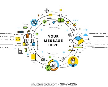 Flat Style, Thin Line Art Design. Set of application development, web site coding, information and mobile technologies vector icons and elements for landing page. Modern concept vectors collection