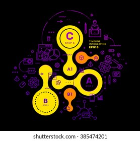 Flat Style, Thin Line Art Design. Set of application development, web site coding, information and mobile technologies vector icons and elements for landing page. Modern concept vectors collection.
