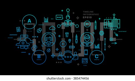 Flat Style, Thin Line Art Design. Set of application development, web site coding, information and mobile technologies vector icons and elements for landing page. Modern concept vectors collection.