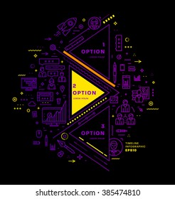 Estilo Plano, Diseño De Arte De Línea Delgada. Conjunto de elementos e iconos vectoriales de desarrollo de aplicaciones, codificación de sitios web, información y tecnologías móviles para la página de inicio. Colección moderna de vectores conceptuales.
