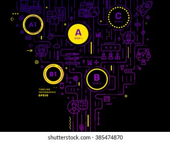 Flat Style, Thin Line Art Design. Set of application development, web site coding, information and mobile technologies vector icons and elements for landing page. Modern concept vectors collection.