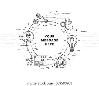 Flat Style, Thin Line Art Design. Set of application development, web site coding, information and mobile technologies vector icons and elements. Modern concept vectors collection