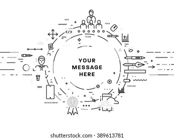 Estilo Plano, Diseño De Arte De Línea Delgada. Conjunto de elementos e iconos vectoriales de desarrollo de aplicaciones, codificación de sitios web, información y tecnologías móviles. Colección moderna de vectores de concepto