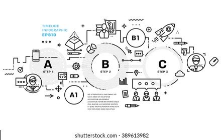 Estilo Plano, Diseño De Arte De Línea Delgada. Conjunto de elementos e iconos vectoriales de desarrollo de aplicaciones, codificación de sitios web, información y tecnologías móviles. Colección moderna de vectores de concepto