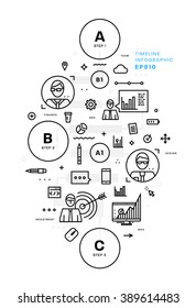 Flat Style, Thin Line Art Design. Set of application development, web site coding, information and mobile technologies vector icons and elements. Modern concept vectors collection