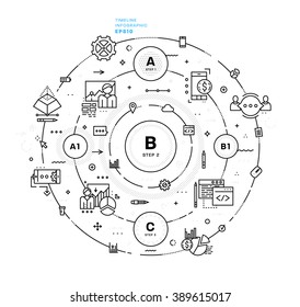 Flat Style, Thin Line Art Design. Set of application development, web site coding, information and mobile technologies vector icons and elements. Modern concept vectors collection