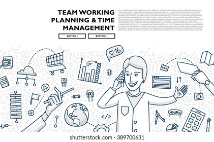 Flat Style, Thin Line Art Design. Set of application development, web site coding, information and mobile technologies vector icons and elements. Modern concept vectors collection