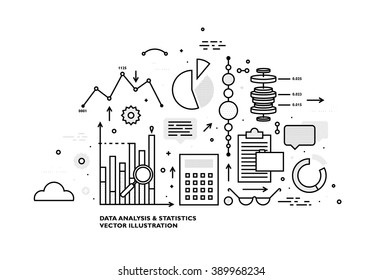 Flat Style, Thin Line Art Design. Set of application development, web site coding, information and mobile technologies vector icons and elements. Modern concept vectors collection