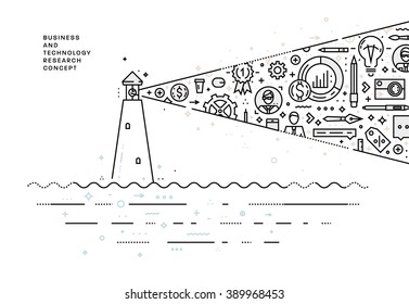 Flat Style, Thin Line Art Design. Set of application development, web site coding, information and mobile technologies vector icons and elements. Modern concept vectors collection