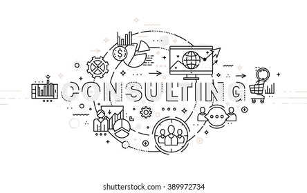 Flat Style, Thin Line Art Design. Set of application development, web site coding, information and mobile technologies vector icons and elements. Modern concept vectors collection