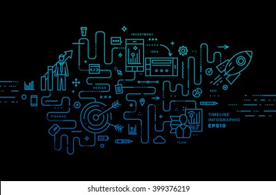 Flat Style, Thin Line Art Design. Set of application development, web site coding, information and mobile technologies vector icons and elements for landing page. Modern concept vectors collection.