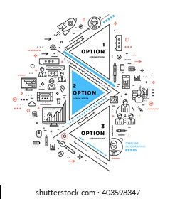 Flat Style, Thin Line Art Design. Set of application development, web site coding, information and mobile technologies vector icons and elements. Modern concept vectors collection. Steps and Options.