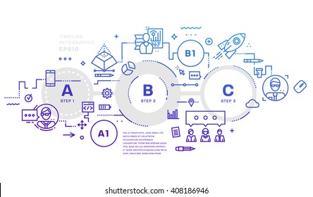 Flat Style, Thin Line Art Design. Set of application development, web site coding, information and mobile technologies vector icons and elements. Modern concept vectors collection. Steps and Options.