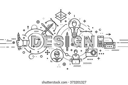Flat Style, Thin Line Business Design. Set of application development, teamwork, web site coding, information and mobile technologies vector icons and elements. Modern concept vectors collection