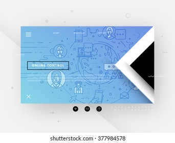 Flat Style, Thin Line One Page Web Site Design. Set of application development, web site coding, information and mobile technologies vector icons and elements. Modern concept vectors collection