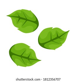 flat style three leaves illustration. valentine's day theme.