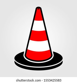 Flat style traffic cone icon isolated on white background. Vector illustration