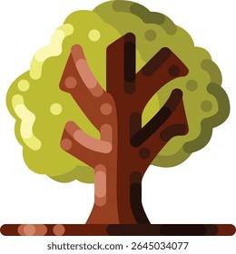 Flat style tree icon with clean green canopy and simple trunk. Suitable for eco themes, nature illustrations, forest graphics, and landscape designs.