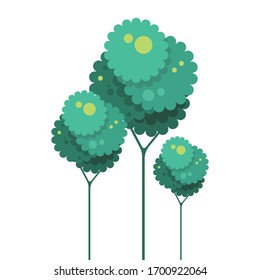 Flat style trees illustrations. Can be used to illustrate any nature or healthy lifestyle topic.