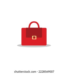 Flat Style Trendy Woman's Bag, Red Handbag Vector illustartion. Cartoon style dark handbag for women vector icon isolated on white background. Fashionable Bag for Girls Vector