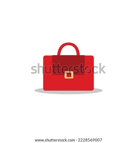 Flat Style Trendy Woman's Bag, Red Handbag Vector illustartion. Cartoon style dark handbag for women vector icon isolated on white background. Fashionable Bag for Girls Vector