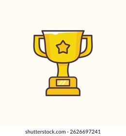 Flat style trophy icon featuring a gold cup design. Ideal for awards, achievement, sports, and success themes. Clean, modern, scalable vector graphic.