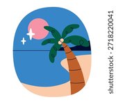 Flat Style Tropical Palm Tree Vector Illustration
