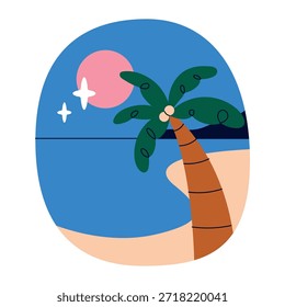 Flat Style Tropical Palm Tree Vector Illustration
