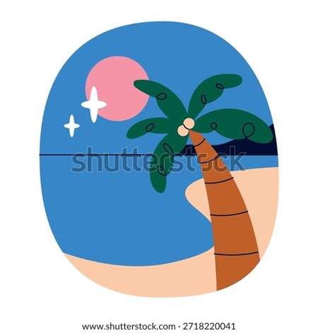 Flat Style Tropical Palm Tree Vector Illustration
