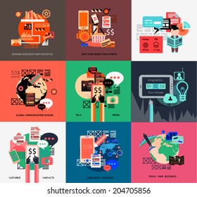 Iconos de interfaz de usuario de estilo plano para su proyecto de negocio, infografías, promoción de marketing, publicidad móvil, seo, investigación y análisis.