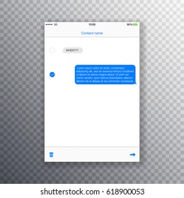 Flat style UI messenger app. Page template. User interface on transparent background vector illustration