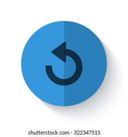 Flat style Undo illustration on blue folded circle with shadows on white