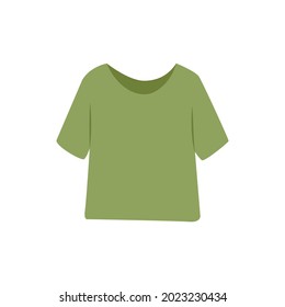 Flat Style Unisex T-shirt Blouse Vector illustartion. Cartoon style simple green tshirt vector icon isolated on white background. Modern Trendy green blouse for men. Clothes Symbol icon