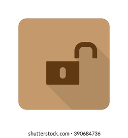 Flat style Unlock web app icon on light brown background