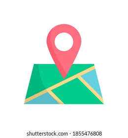 flat style user interface icons with soft colors the pin flat map design, suitable for icons, illustrations, backgrounds, stickers, covers, banners