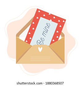 Flat style valentine's day card, be mine