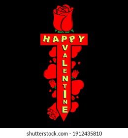 concepto de diseño de día de San Valentín de estilo plano para camiseta, fondo, tarjeta