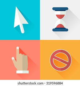 Flat style vector cursors with long shadows
