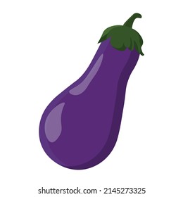 Flache Vektorgrafik-Aubergine, Illustration einzeln auf weißem Hintergrund.  Geeignet für Apps. Icon. Gemüse, Vektorgrafik, Naturgemüse, Ernte.