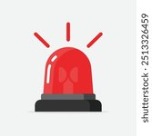 Flat style vector of an emergency alarm icon with an alert lamp. Perfect for police urgency signs, safety alerts, and emergency notifications. Clear and trendy design for business and urgent alert 