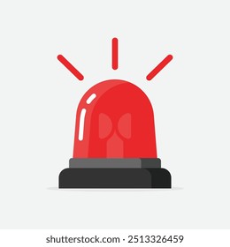 Flat style vector of an emergency alarm icon with an alert lamp. Perfect for police urgency signs, safety alerts, and emergency notifications. Clear and trendy design for business and urgent alert 