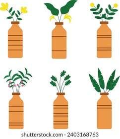 flat style vector flower vase simple illustration