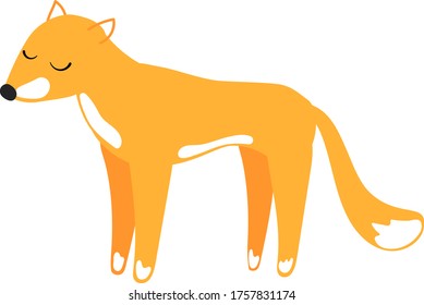 Flat style vector fox isolated on white background. Forest animal illustration in cartoon style